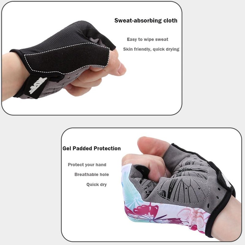 DuShow Women Half Finger Cycling Gloves,Gel Padded Anti-Slip Shock-Absorbing Mountain Road Bicycle Biking Bike Short Fingerless Gloves(Pink,L) - Image 3
